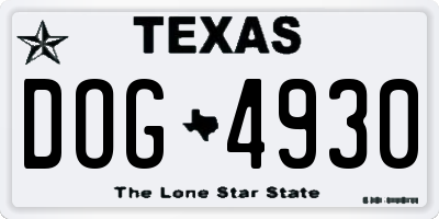 TX license plate DOG4930