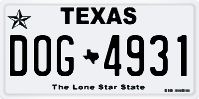 TX license plate DOG4931