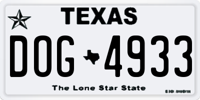 TX license plate DOG4933