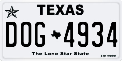 TX license plate DOG4934