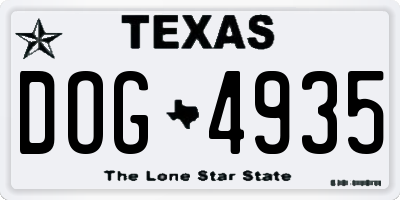 TX license plate DOG4935