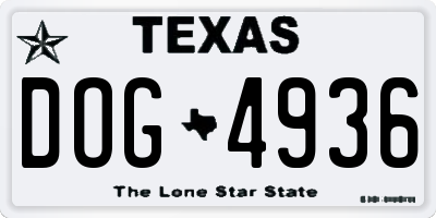 TX license plate DOG4936