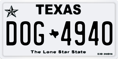 TX license plate DOG4940