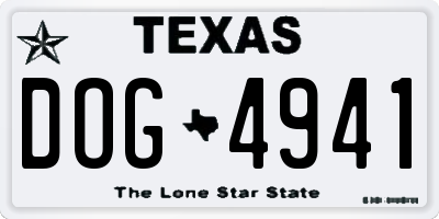 TX license plate DOG4941