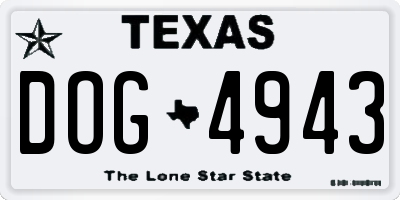TX license plate DOG4943