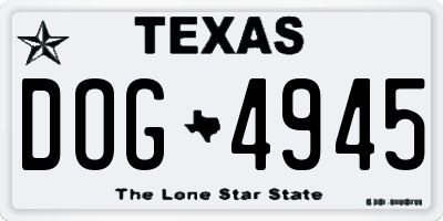 TX license plate DOG4945