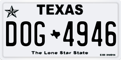 TX license plate DOG4946