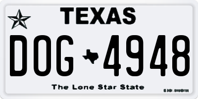 TX license plate DOG4948