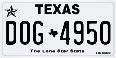 TX license plate DOG4950