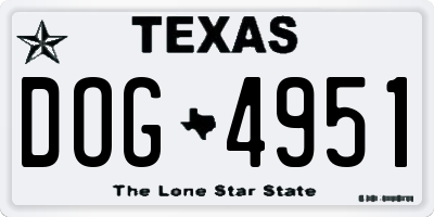 TX license plate DOG4951