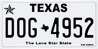 TX license plate DOG4952