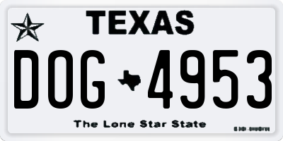 TX license plate DOG4953