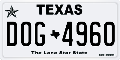 TX license plate DOG4960