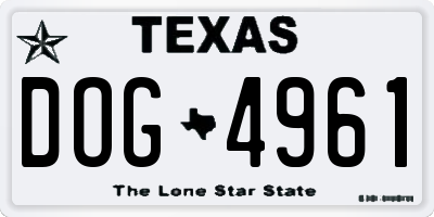 TX license plate DOG4961