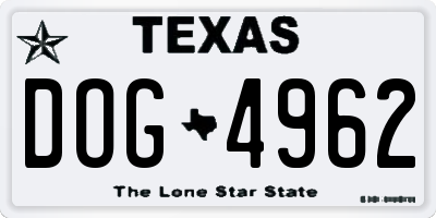 TX license plate DOG4962