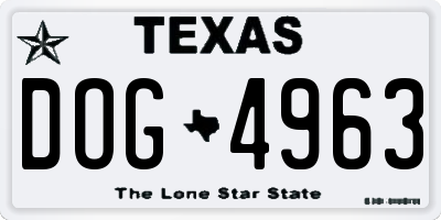 TX license plate DOG4963