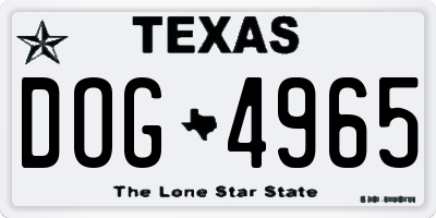 TX license plate DOG4965