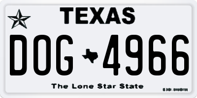 TX license plate DOG4966