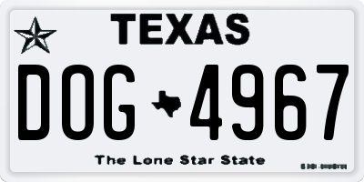 TX license plate DOG4967