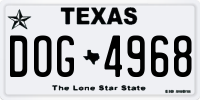 TX license plate DOG4968