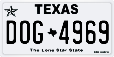 TX license plate DOG4969