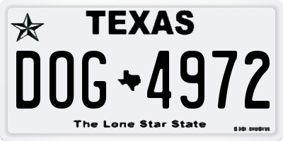 TX license plate DOG4972