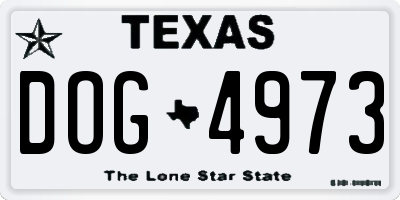 TX license plate DOG4973