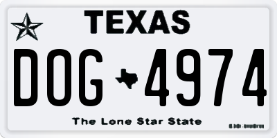 TX license plate DOG4974