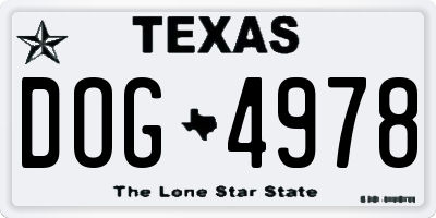 TX license plate DOG4978