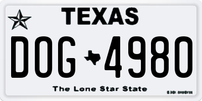 TX license plate DOG4980