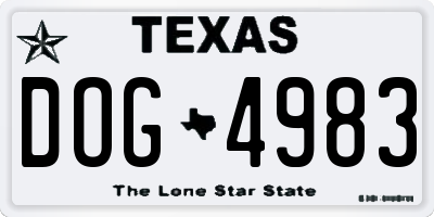 TX license plate DOG4983