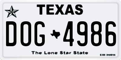 TX license plate DOG4986