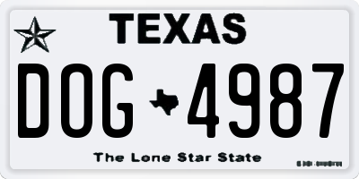 TX license plate DOG4987