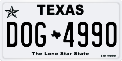 TX license plate DOG4990