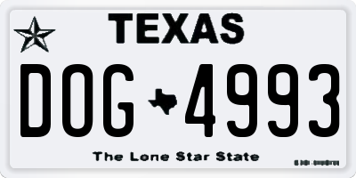 TX license plate DOG4993