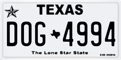 TX license plate DOG4994