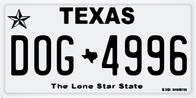 TX license plate DOG4996