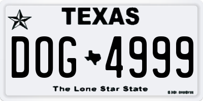 TX license plate DOG4999