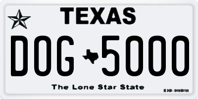 TX license plate DOG5000