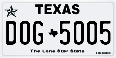 TX license plate DOG5005