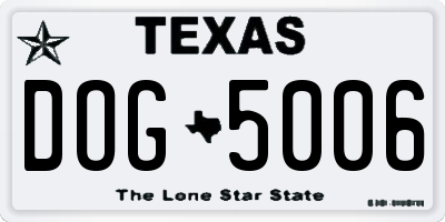 TX license plate DOG5006