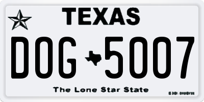 TX license plate DOG5007