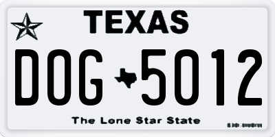 TX license plate DOG5012