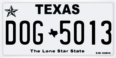 TX license plate DOG5013