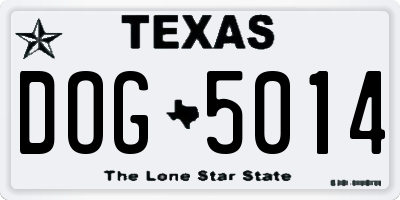 TX license plate DOG5014