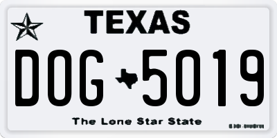 TX license plate DOG5019