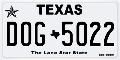 TX license plate DOG5022