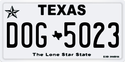 TX license plate DOG5023
