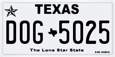 TX license plate DOG5025