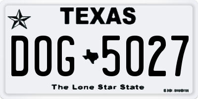 TX license plate DOG5027